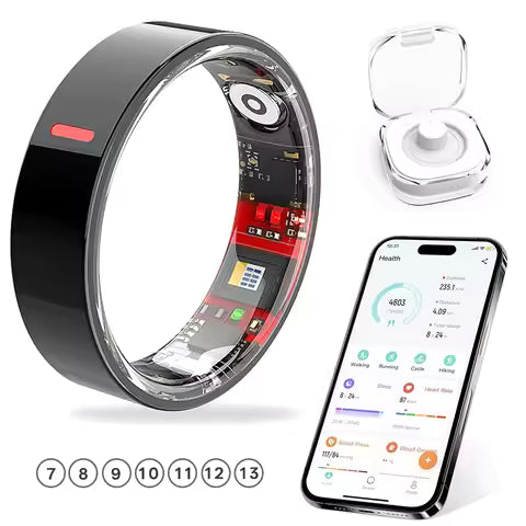 Uhoofit R10 Smart Ring with Charging Dock Men Women Health Sleep Heart Rate Monitoring IP68 & 5ATM Waterproof Multi-sport Mode